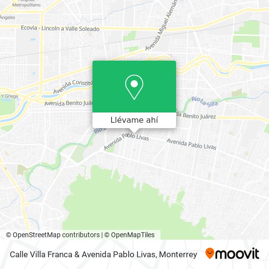 Mapa de Calle Villa Franca & Avenida Pablo Livas