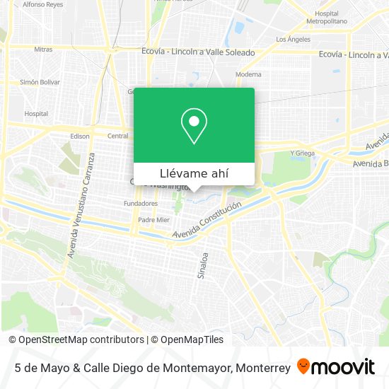 Mapa de 5 de Mayo & Calle Diego de Montemayor