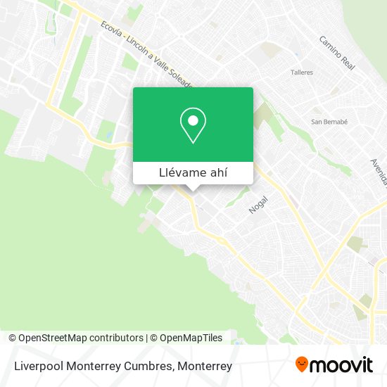 Mapa de Liverpool Monterrey Cumbres