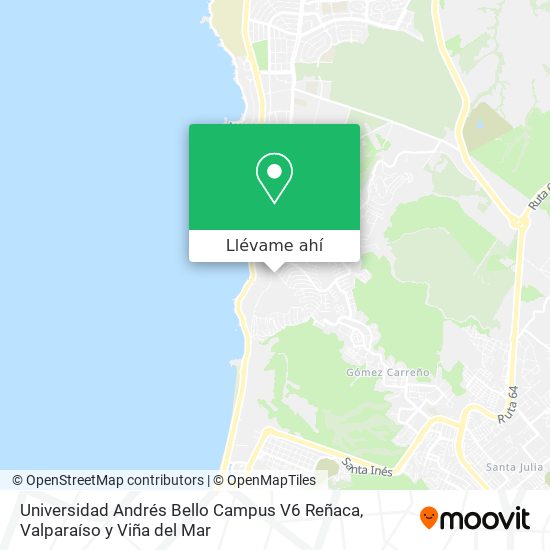 Mapa de Universidad Andrés Bello Campus V6 Reñaca