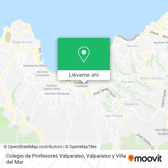Mapa de Colegio de Profesores Valparaíso