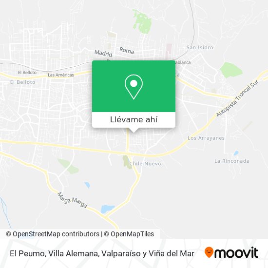 Mapa de El Peumo, Villa Alemana