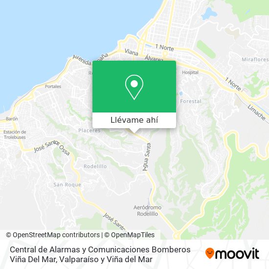 Mapa de Central de Alarmas y Comunicaciones Bomberos Viña Del Mar