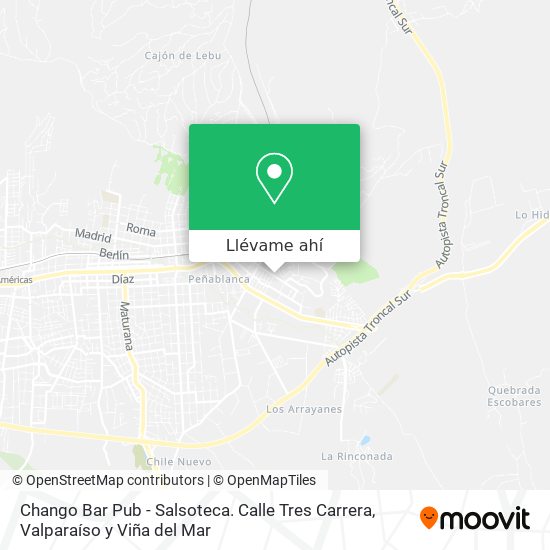 Mapa de Chango Bar Pub - Salsoteca. Calle Tres Carrera