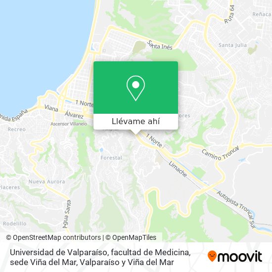 Mapa de Universidad de Valparaíso, facultad de Medicina, sede Viña del Mar