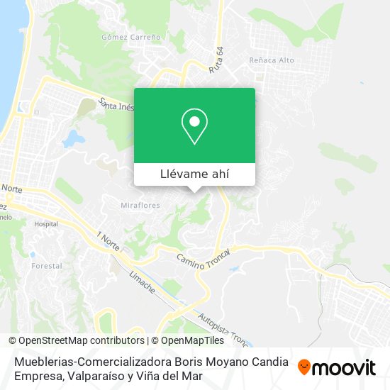 Mapa de Mueblerias-Comercializadora Boris Moyano Candia Empresa