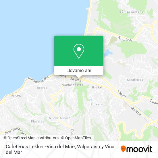 Mapa de Cafeterías Lekker -Viña del Mar-