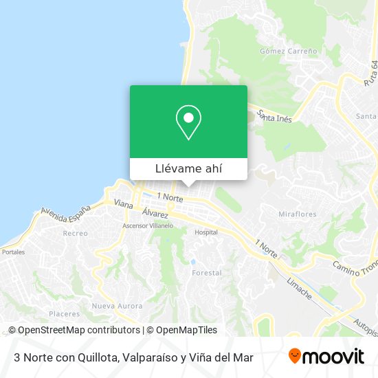 Mapa de 3 Norte con Quillota