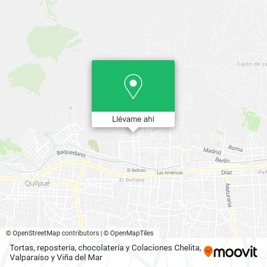 Mapa de Tortas, repostería, chocolatería y Colaciones Chelita