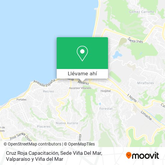 Mapa de Cruz Roja Capacitación, Sede Viña Del Mar