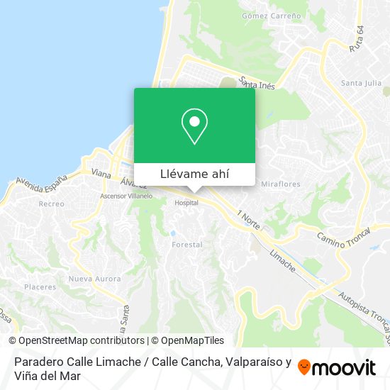 Mapa de Paradero Calle Limache / Calle Cancha