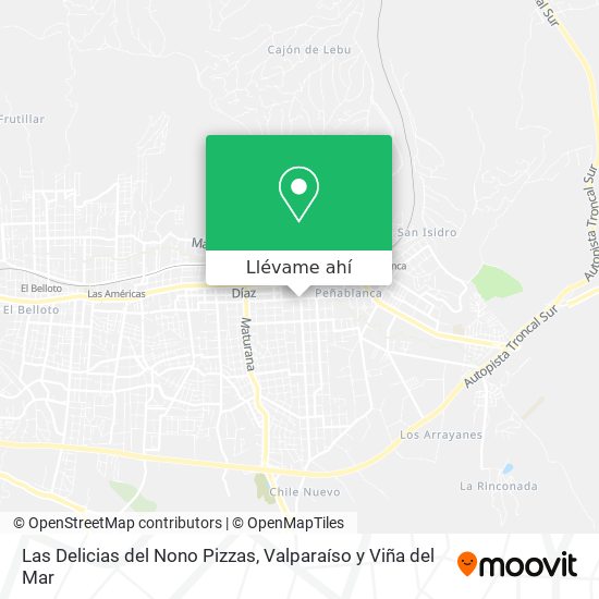 Mapa de Las Delicias del Nono Pizzas