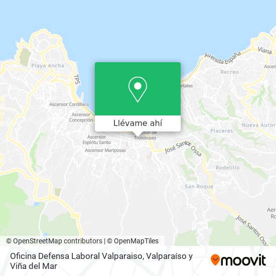 Mapa de Oficina Defensa Laboral Valparaiso