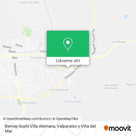 Mapa de Bemay Sushi Villa Alemana