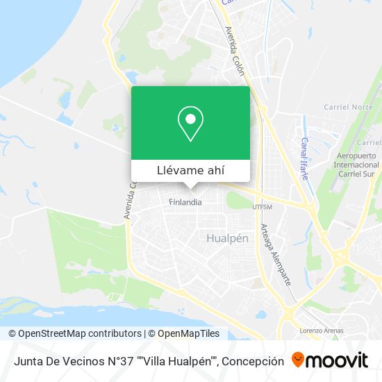 Mapa de Junta De Vecinos N°37 ""Villa Hualpén""