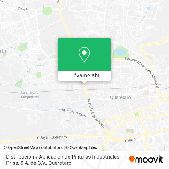 Mapa de Distribucion y Aplicacion de Pinturas Industriales Prisa, S.A. de C.V.