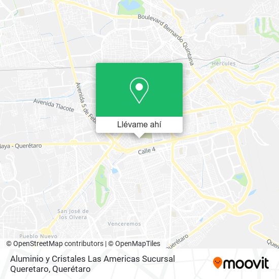 Mapa de Aluminio y Cristales Las Americas Sucursal Queretaro