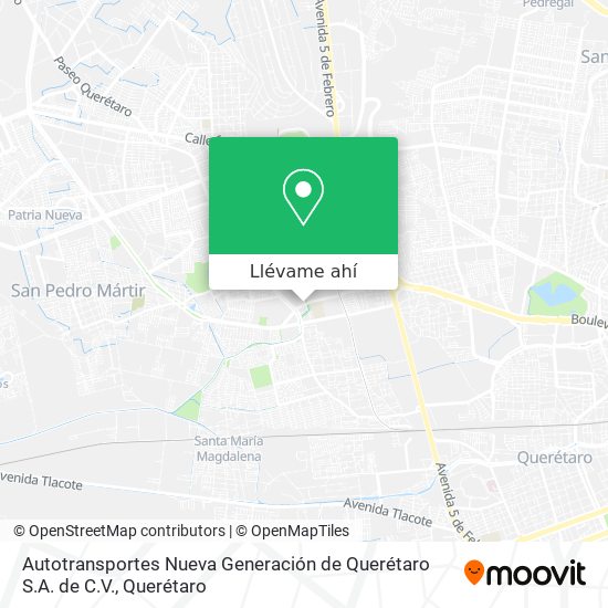 Mapa de Autotransportes Nueva Generación de Querétaro S.A. de C.V.