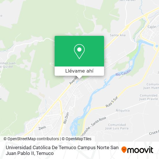 Mapa de Universidad Católica De Temuco Campus Norte San Juan Pablo II