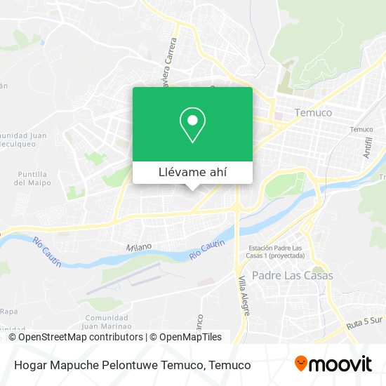 Mapa de Hogar Mapuche Pelontuwe Temuco