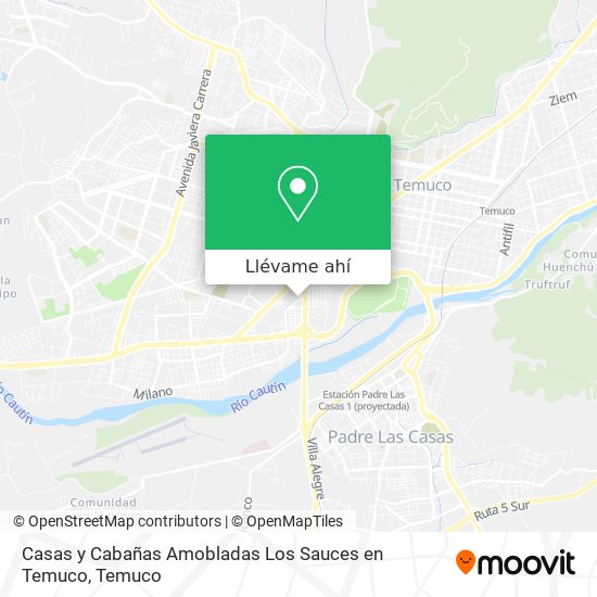 Mapa de Casas y Cabañas Amobladas Los Sauces en Temuco