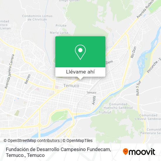 Mapa de Fundación de Desarrollo Campesino Fundecam, Temuco.