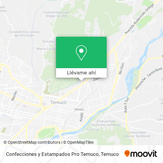 Mapa de Confecciones y Estampados Pro Temuco