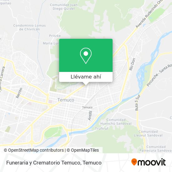 Mapa de Funeraria y Crematorio Temuco