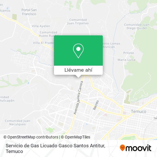 Mapa de Servicio de Gas Licuado Gasco Santos Antitur