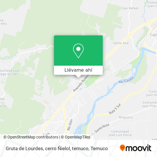 Mapa de Gruta de Lourdes, cerro Ñielol, temuco