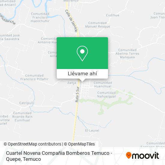 Mapa de Cuartel Novena Compañia Bomberos Temuco - Quepe