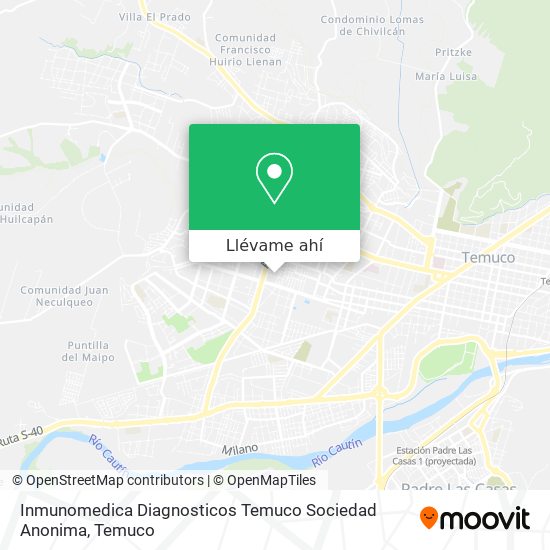 Mapa de Inmunomedica Diagnosticos Temuco Sociedad Anonima