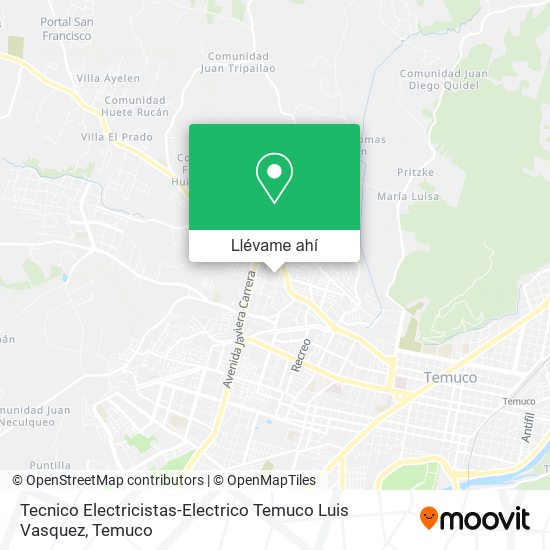 Mapa de Tecnico Electricistas-Electrico Temuco Luis Vasquez