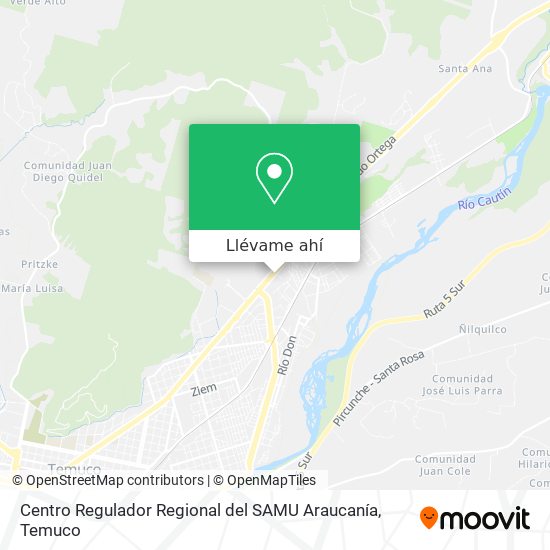 Mapa de Centro Regulador Regional del SAMU Araucanía