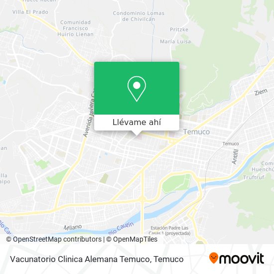Mapa de Vacunatorio Clinica Alemana Temuco