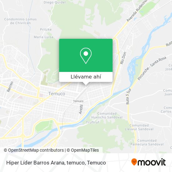 Mapa de Hiper Líder Barros Arana, temuco