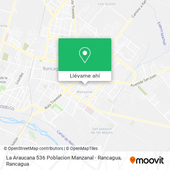 Mapa de La Araucana 536 Poblacion Manzanal - Rancagua