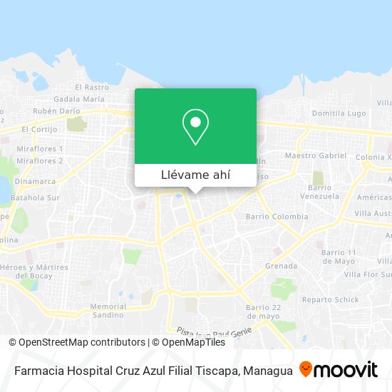 Mapa de Farmacia Hospital Cruz Azul Filial Tiscapa