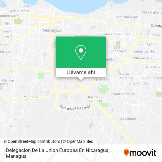 Mapa de Delegacion De La Union Europea En Nicaragua