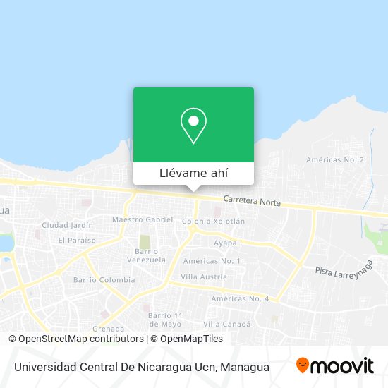 Mapa de Universidad Central De Nicaragua Ucn