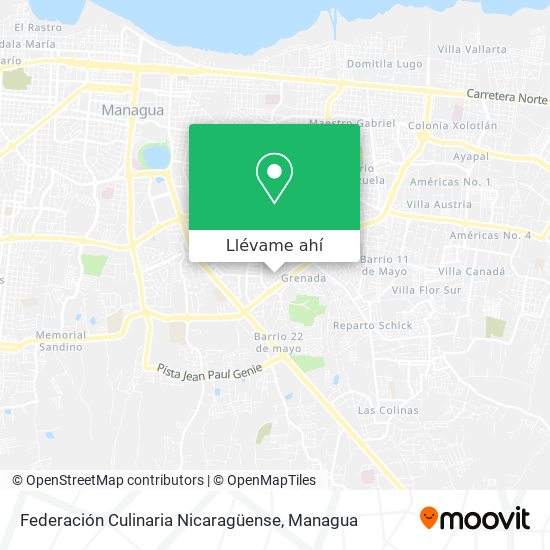 Mapa de Federación Culinaria Nicaragüense