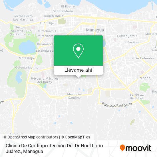Mapa de Clínica De Cardioprotección Del Dr Noel Lorío Juárez.