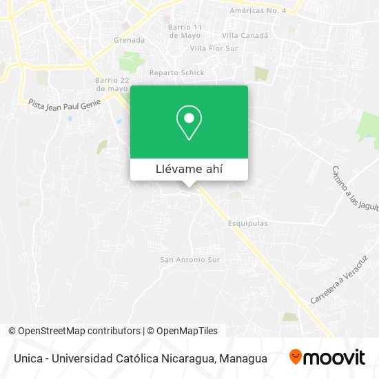 Mapa de Unica - Universidad Católica Nicaragua