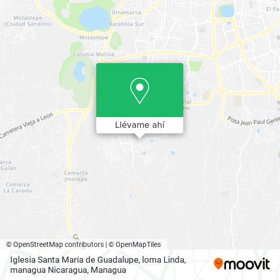 Mapa de Iglesia Santa María de Guadalupe, loma Linda, managua Nicaragua