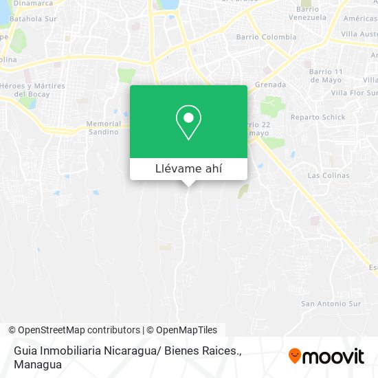 Mapa de Guia Inmobiliaria Nicaragua/ Bienes Raices.