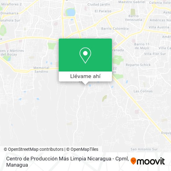 Mapa de Centro de Producción Más Limpia Nicaragua - Cpml