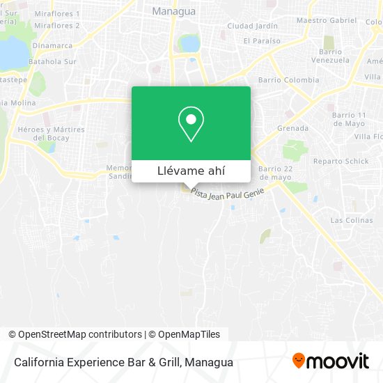Mapa de California Experience Bar & Grill
