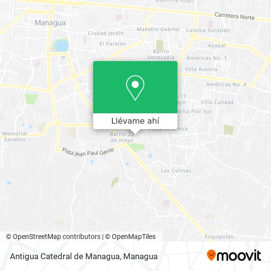 Mapa de Antigua Catedral de Managua