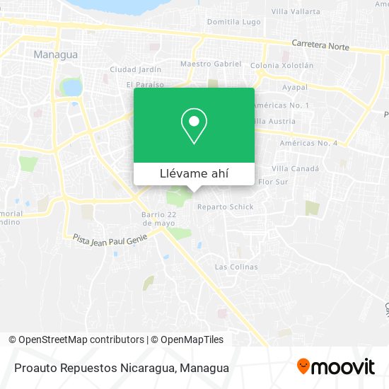 Mapa de Proauto Repuestos Nicaragua
