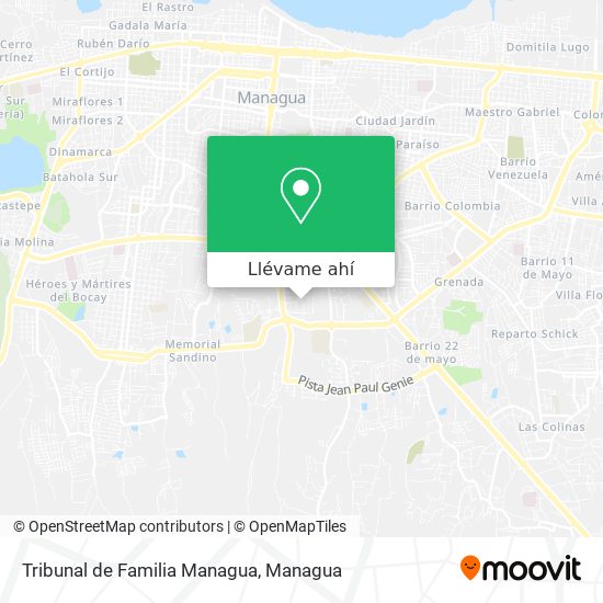 Mapa de Tribunal de Familia Managua